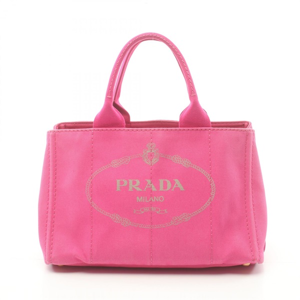 PRADA Canapa Tote Hand Bag canvas Pink Used Women