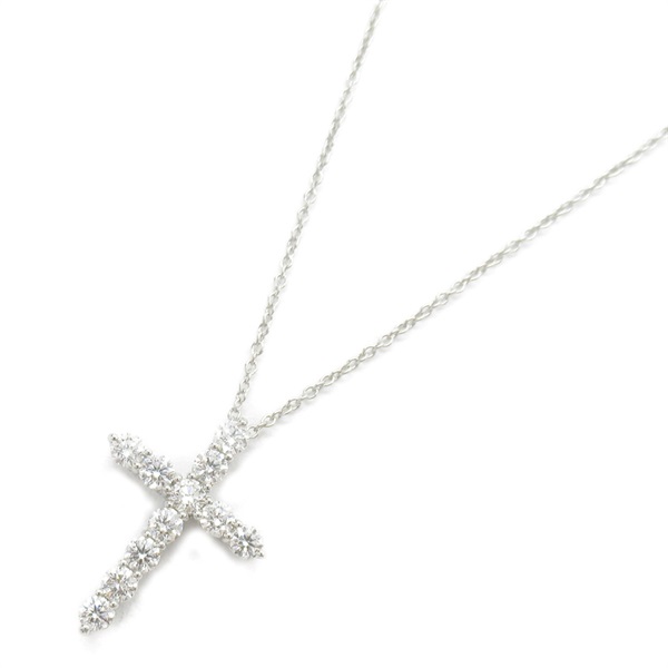 TIFFANY＆CO Cross Diamond Necklace Pendant Pt950Platinum Used women