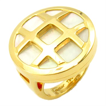 CARTIER Pasha Grid Shell Ring 18KYG Yellow Gold Used women US size 6 #52