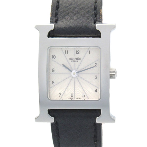 HERMES H watch Wrist Watch HH1.210 Quartz Stainless Steel Leather Used Women