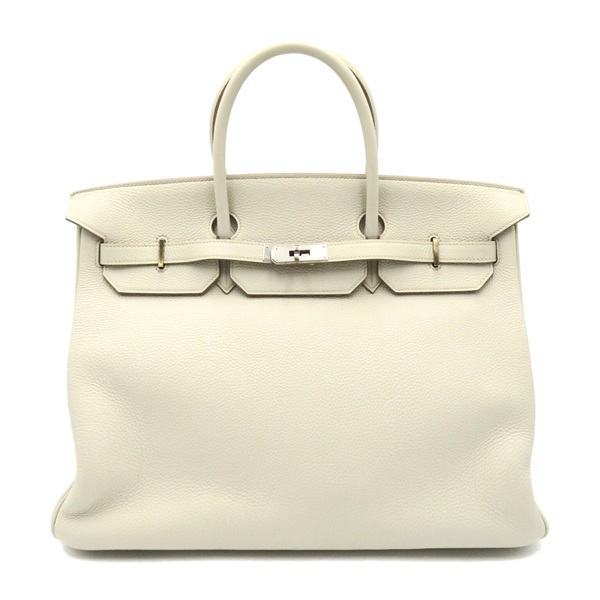 HERMES Birkin 40 Handbag Togo leather White Beton Used unisex C