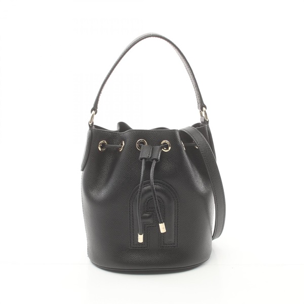 Furla CLIO Handbag 2way shoulder leather Black Used Women crossbody