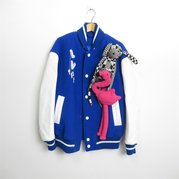 LOUIS VUITTON Puppet Baseball Jacket HKL80EMJY A650 wool leather Blue White mens