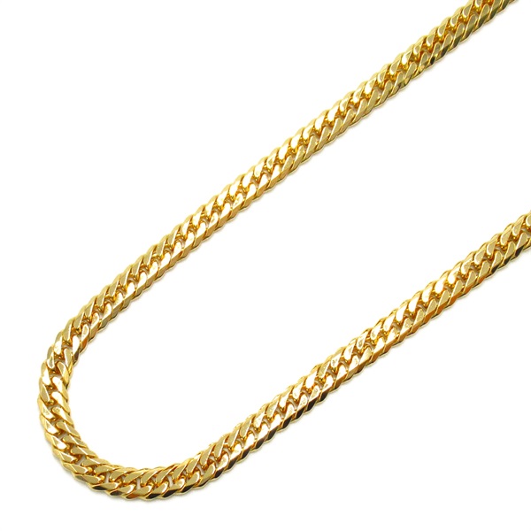 JEWELRY 6 sides W flat chaini Necklace 60cm K18 Yellow Gold Used