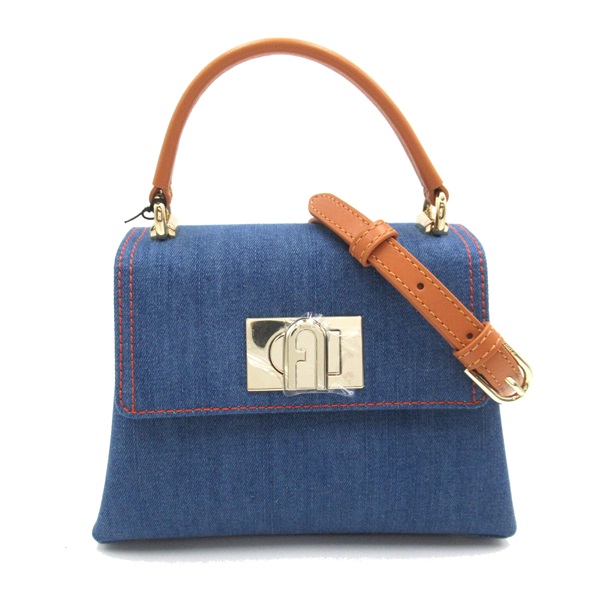 Furla 2way Shoulder crossbody Bag WB00109BX15422676S denim leather cotton Blue