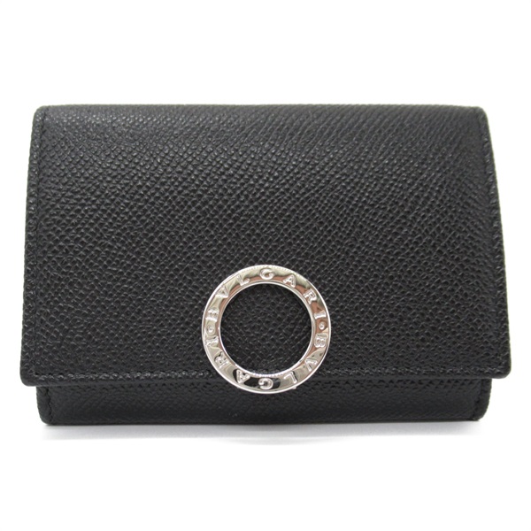 BVLGARI name card holder case 30420 Calfskin leather Black NEW unisex SHW