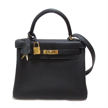 HERMES Kelly 25 2way Handbag 044624CK Togo leather Noir Black Used Women Y GHW
