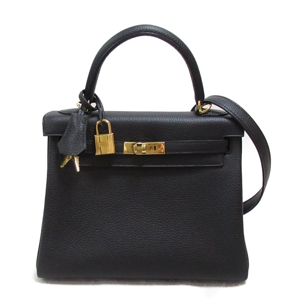 HERMES Kelly 25 2way Handbag 044624CK Togo leather Noir Black Used Women Y GHW