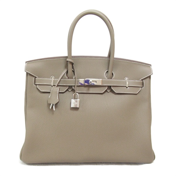 HERMES Birkin 35 hand bag B Togo leather Etoupe Grey SHW Used