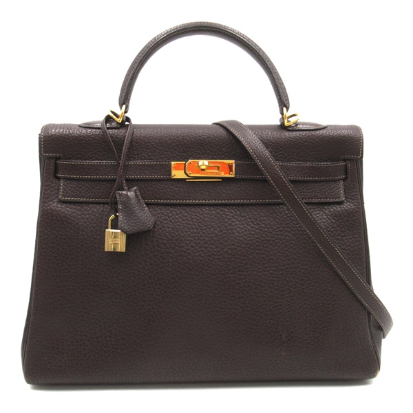 HERMES Kelly 35 2way shoulder Hand bag E Fjord leather Chocolat GHW Used