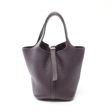 HERMES Picotin Handbag Clemence leather Purple Leysin Used Women E SHW