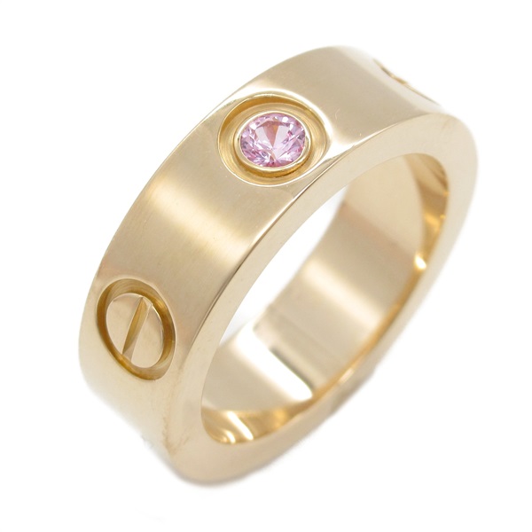 CARTIER love ring pink sapphire 18KPG Rose Gold Used US size 4 #47 women