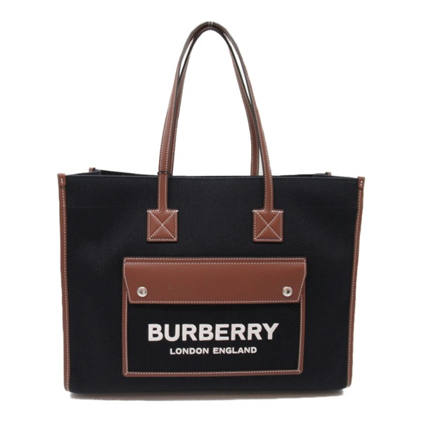 BURBERRY Tote shoulder Bag 8055747 leather canvas Black Brown