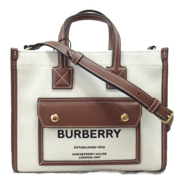 BURBERRY 2way Shoulder crossbody tote Bag 8044143 canvas leather Natural Tan