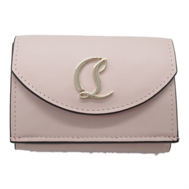 Christian Louboutin Tri-fold compact purse wallet 32351085446 leather Leche gold
