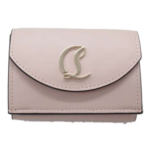Christian Louboutin Tri-fold compact purse wallet 32351085446 leather Leche gold