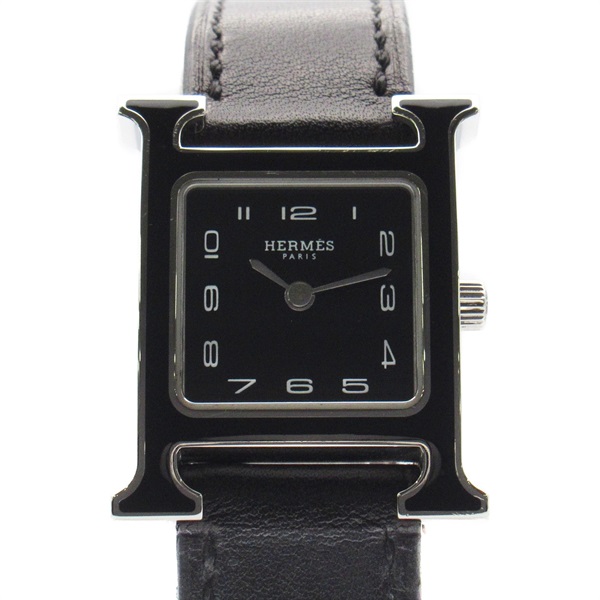 HERMES H watch Wrist Watch HH1.221 Quartz Stainless Steel Leather Used Women