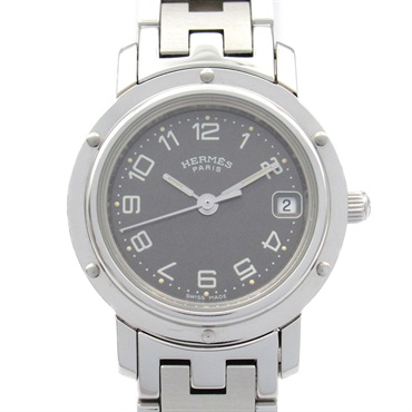 HERMES Clipper Wrist Watch CL4.210 Quartz Stainless Steel Used Women