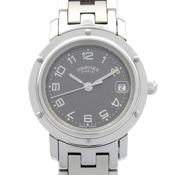 HERMES Clipper Wrist Watch CL4.210 Quartz Stainless Steel Used Women