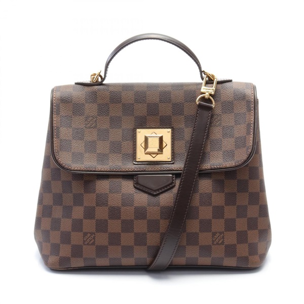 LOUIS VUITTON Bergamo MM 2way Handbag N41168 Damier Brown Ebene Used Women