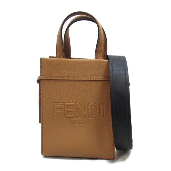 FENDI Go To Shopper S 2way Tote Shoulder Bag leather Brown Used Women