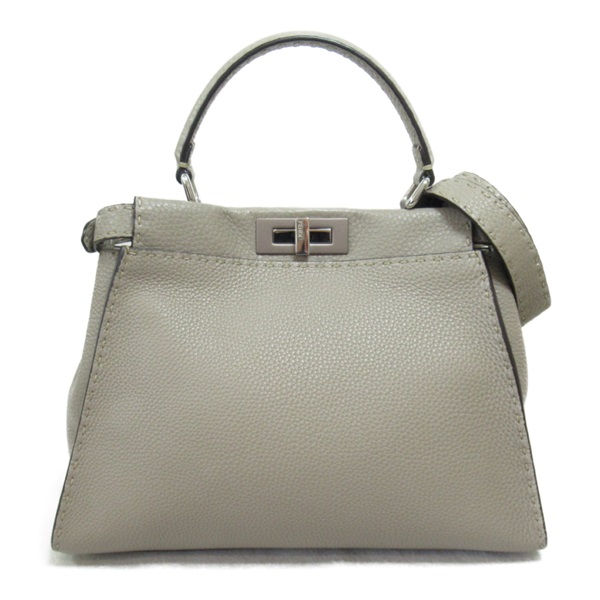 FENDI Peek-A-Boo 2way Shoulder Bag 8EN290 leather Gray Gurege Used Women SHW