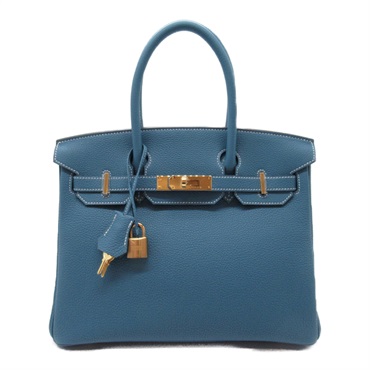 HERMES Birkin 30 New Blue Jean Hand bag GHW Togo leather Calfskin Used Women