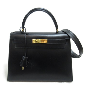 HERMES Kelly 28 Outside Stitched 2way Hand shoulder bag B Box calf Black GHW