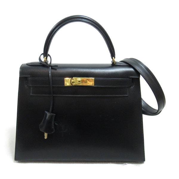 HERMES Kelly 28 Outside Stitched 2way Hand shoulder bag B Box calf Black GHW