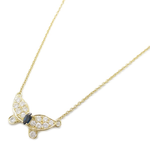 Van Cleef & Arpels Papillon Necklace 18KYG sapphire diamond Blue Used women