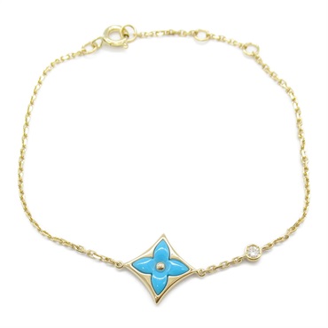 LOUIS VUITTON Star Blossom Bracelet 18KYG Diamond Turquoise Used Women LV