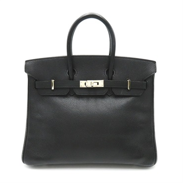 HERMES Birkin 25 Handbag Epsom leather Black Noir Used Women L SHW