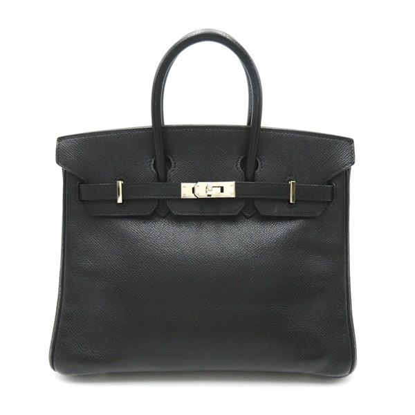HERMES Birkin 25 Handbag Epsom leather Black Noir Used Women L SHW