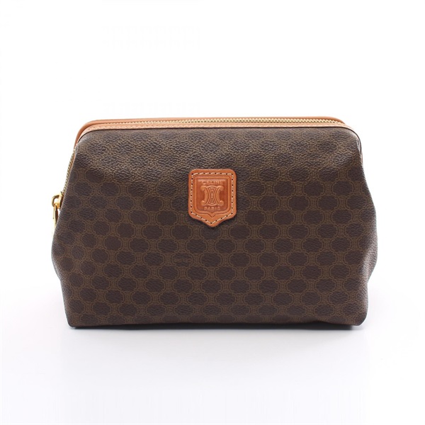 CELINE Macadam Pouch mini bag PVC coated canvas leather Brown Used Women