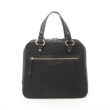 BVLGARI Logo mania Handbag canvas leather Black Used Women