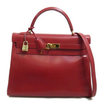 HERMES Kelly 32 inside stitched 2way shoulder Hand bag A Box calf GHW Red Used
