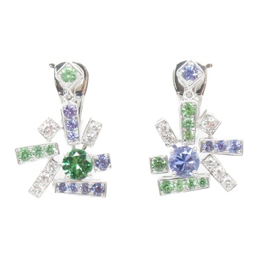 Chaumet Le Grand Frisson Multi Earring 18KWG White Gold Green Purple Used women