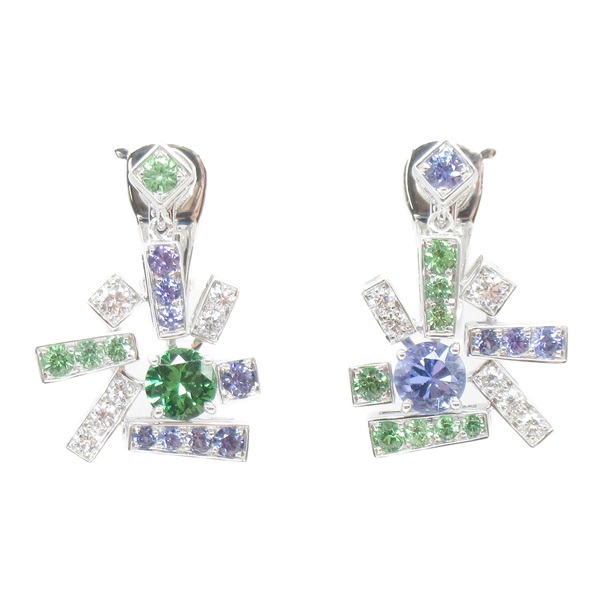 Chaumet Le Grand Frisson Multi Earring 18KWG White Gold Green Purple Used women