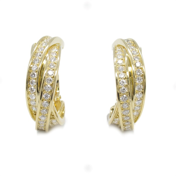 CARTIER Three Bangles Diamond Pierced earrings 18KYG Yellow Gold Used women