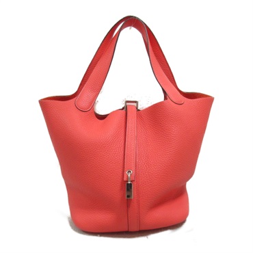 HERMES Picotin Lock MM Handbag Togo leather Red Used Women Y SHW