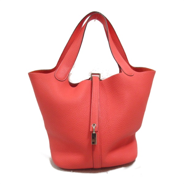 HERMES Picotin Lock MM Handbag Togo leather Red Used Women Y SHW