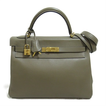 HERMES Kelly 32 Oregano 2way Handbag Evercolor leather Green Used Women D GHW