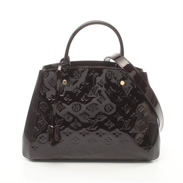LOUIS VUITTON Montaigne MM Handbag M50400 Vernis leather Amarrant Used 2way LV