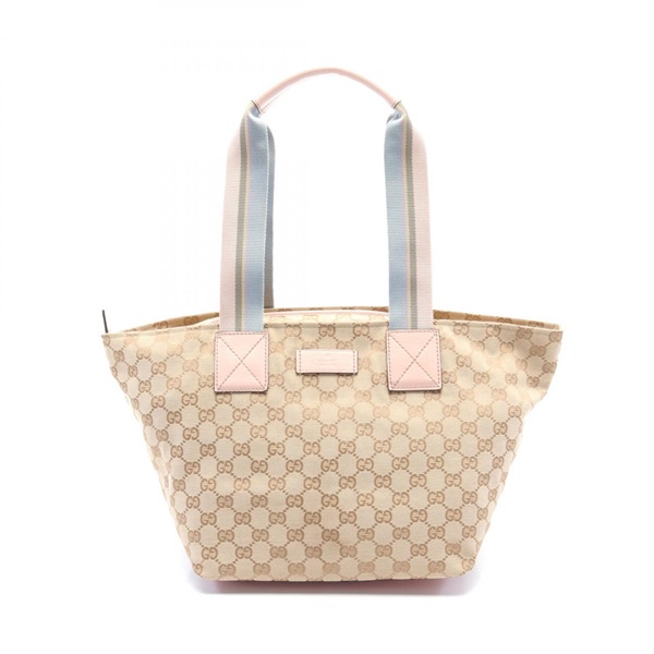 GUCCI GG canvas Tote Bag 131230 canvas leather Beige Pink Used Women