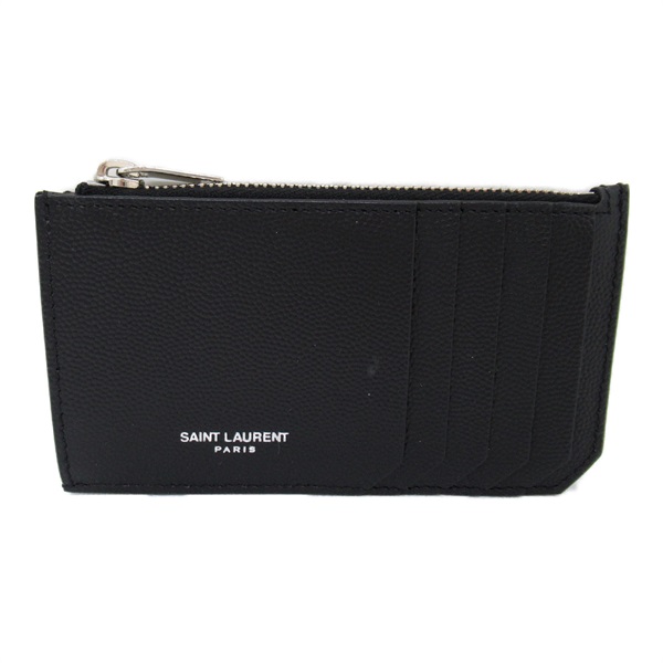 SAINT LAURENT Card Holder with coin purse 609362BTY0N1000 Embossed leather Black