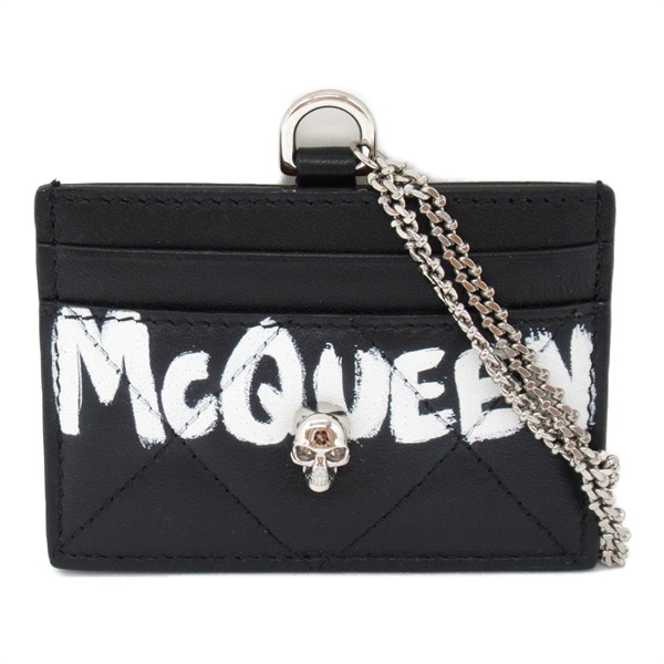 Alexander McQueen Card Case holder chain strap 648015C8Z501095 leather Black