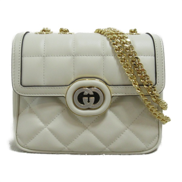 GUCCI Deco Leather Chain Shoulder crossbody Bag 741457AAB1Q9022 leather White