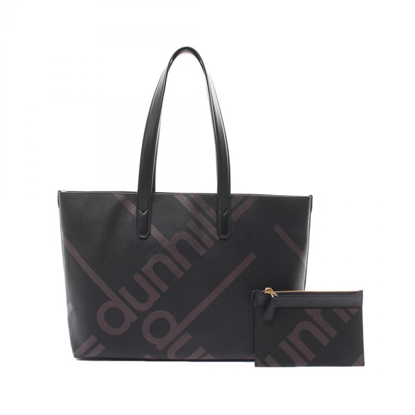 Dunhill Tote shoulder Bag canvas leather Black Brown Used