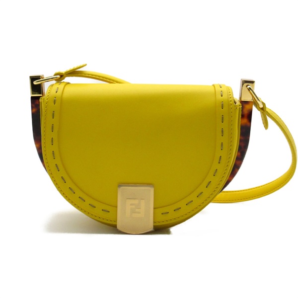 FENDI Moonlight Shoulder Bag 8BT346 Calfskin leather Yellow Used Women corssbody