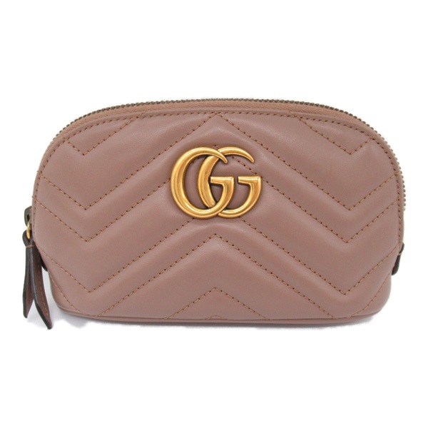 GUCCI GG Marmont Pouch purse 625544 leather Pink Beige Used